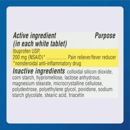 MAJOR Dye-Free Ibuprofen Tablets 200 mg - Helps Temporarily Reduce Fevers - Offers Pain Relief - 100 Tablets (1-Pack) - dailyvitalstore