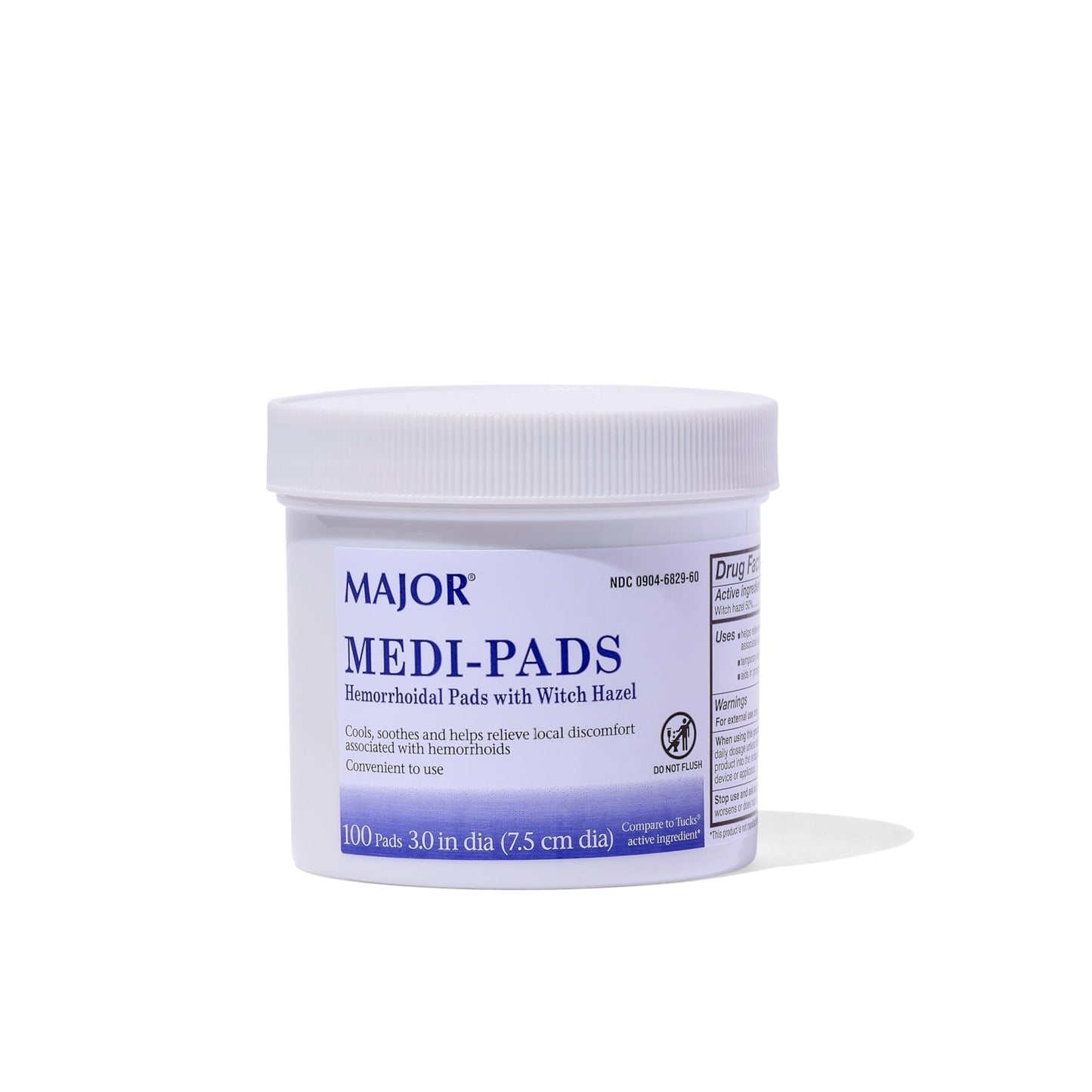 MAJOR Medi-Pads - Hemorrhoidal Hygienic Cleansing Witch Hazel Pads - Cooling Relief with Aloe - 100 Count Jar (1 Pack) - dailyvitalstore
