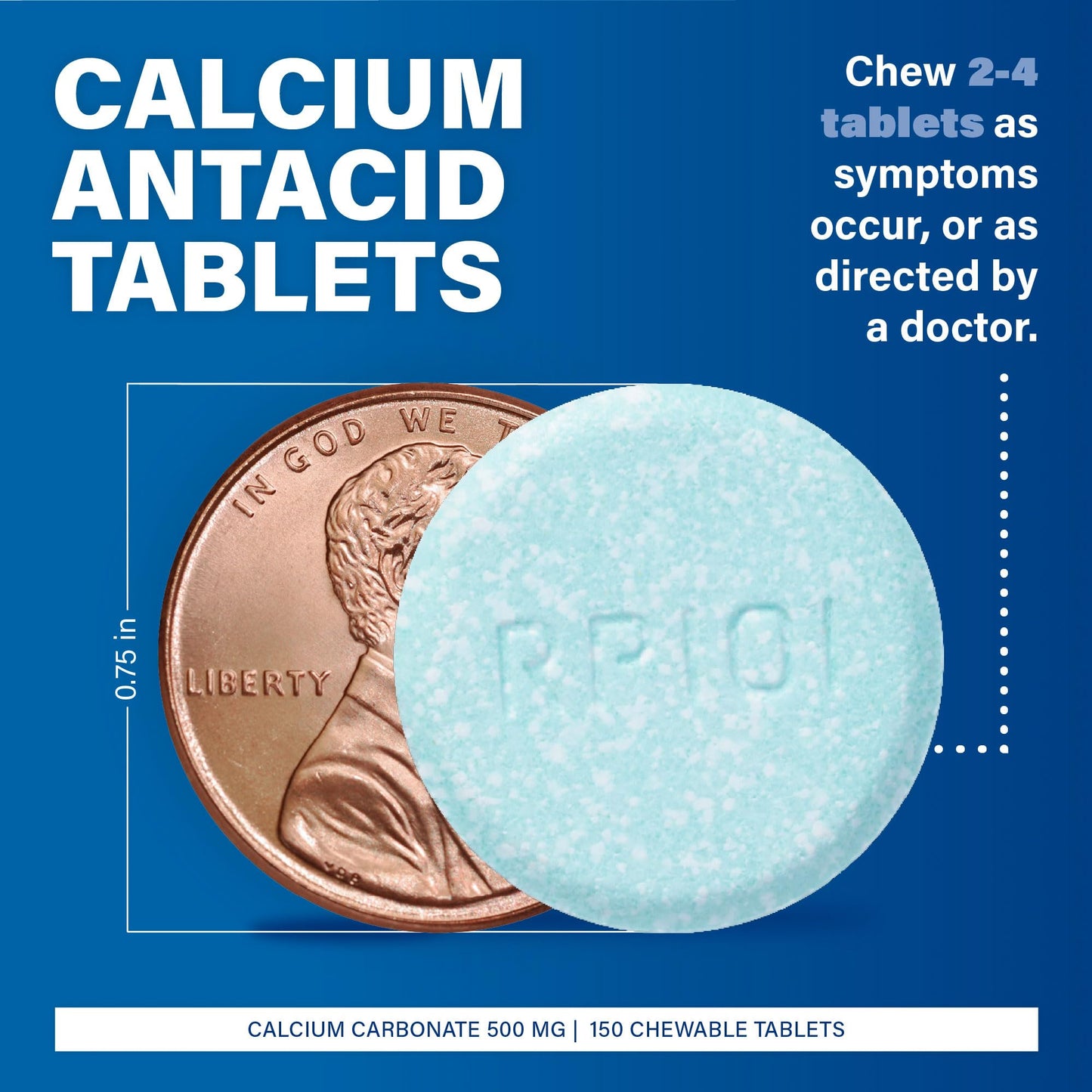 MAJOR Regular Strength Antacid Tablets - Calcium Carbonate 500 mg - Assorted Fruit Flavor - 150 Chewable Count (2 Pack) - dailyvitalstore