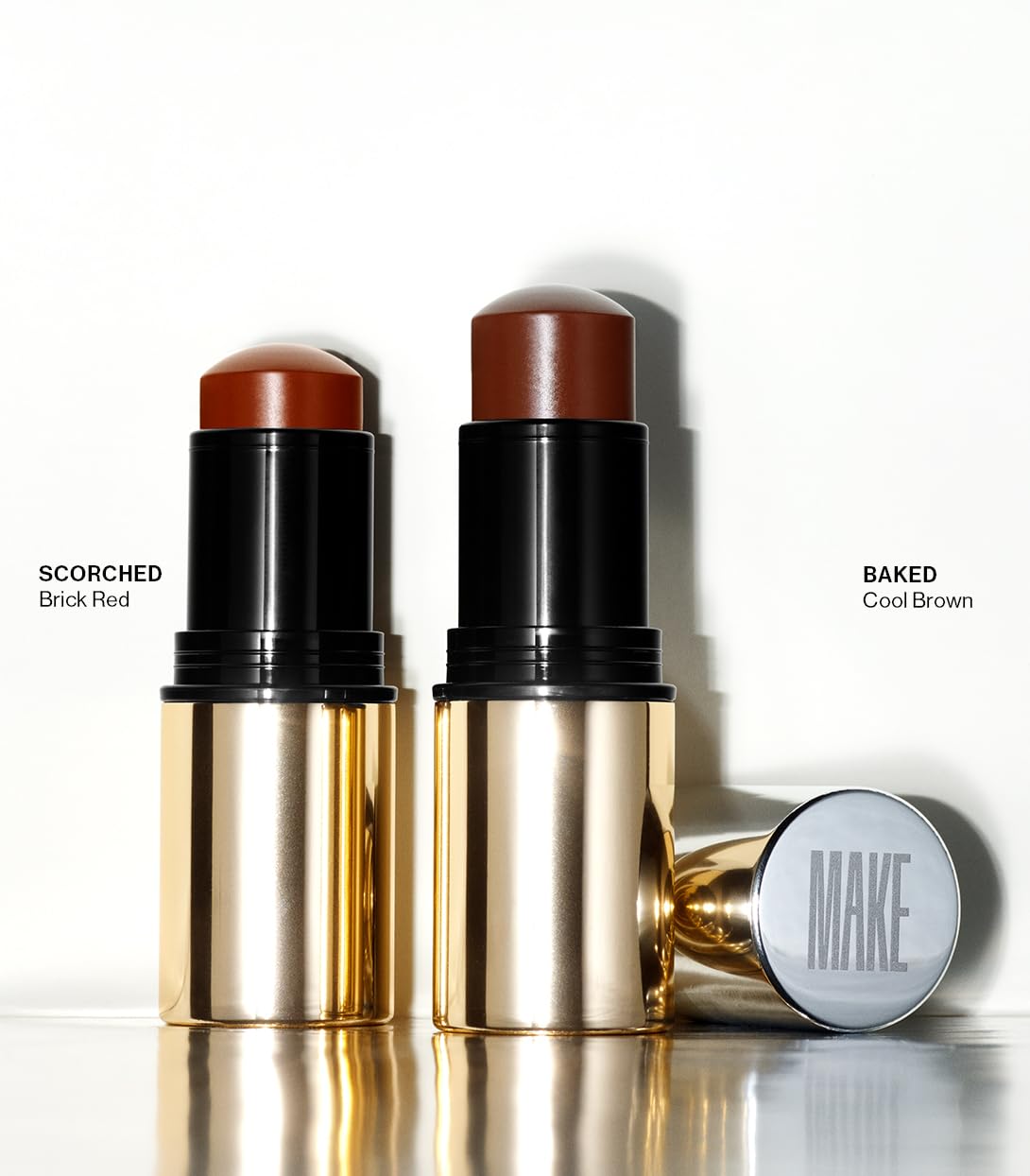 MAKE Beauty Heat Stroke Cream Blush Stick for Cheeks with Natural Hydrating Dewy Finish. Creamy Gel Blush Balm - Shade Baked, Deep Chocolate Brown Cheek Tint - dailyvitalstore