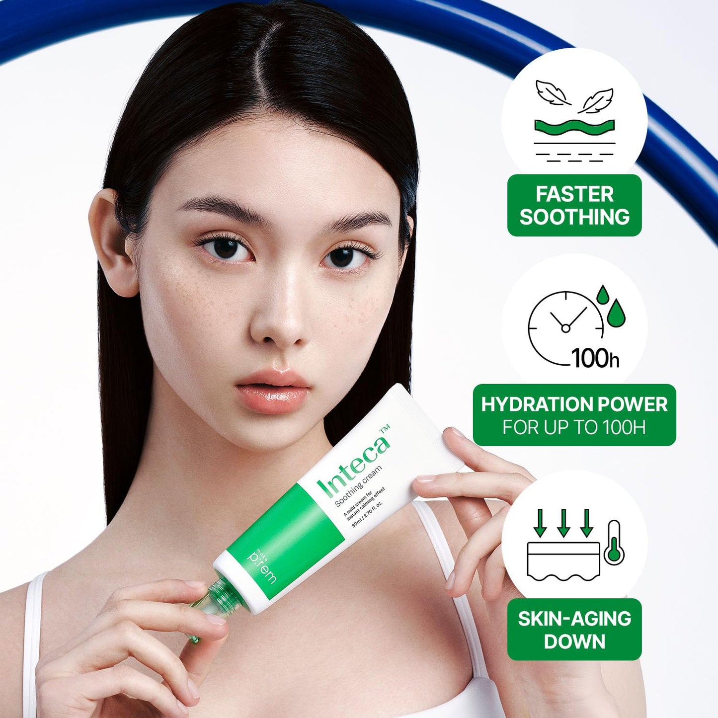 MAKE P:REM INTECA Soothing Cream, Quick Calming Facial Cream with Advanced CICA for All Skin Types, Oily Skin, EVE VEGAN, - dailyvitalstore