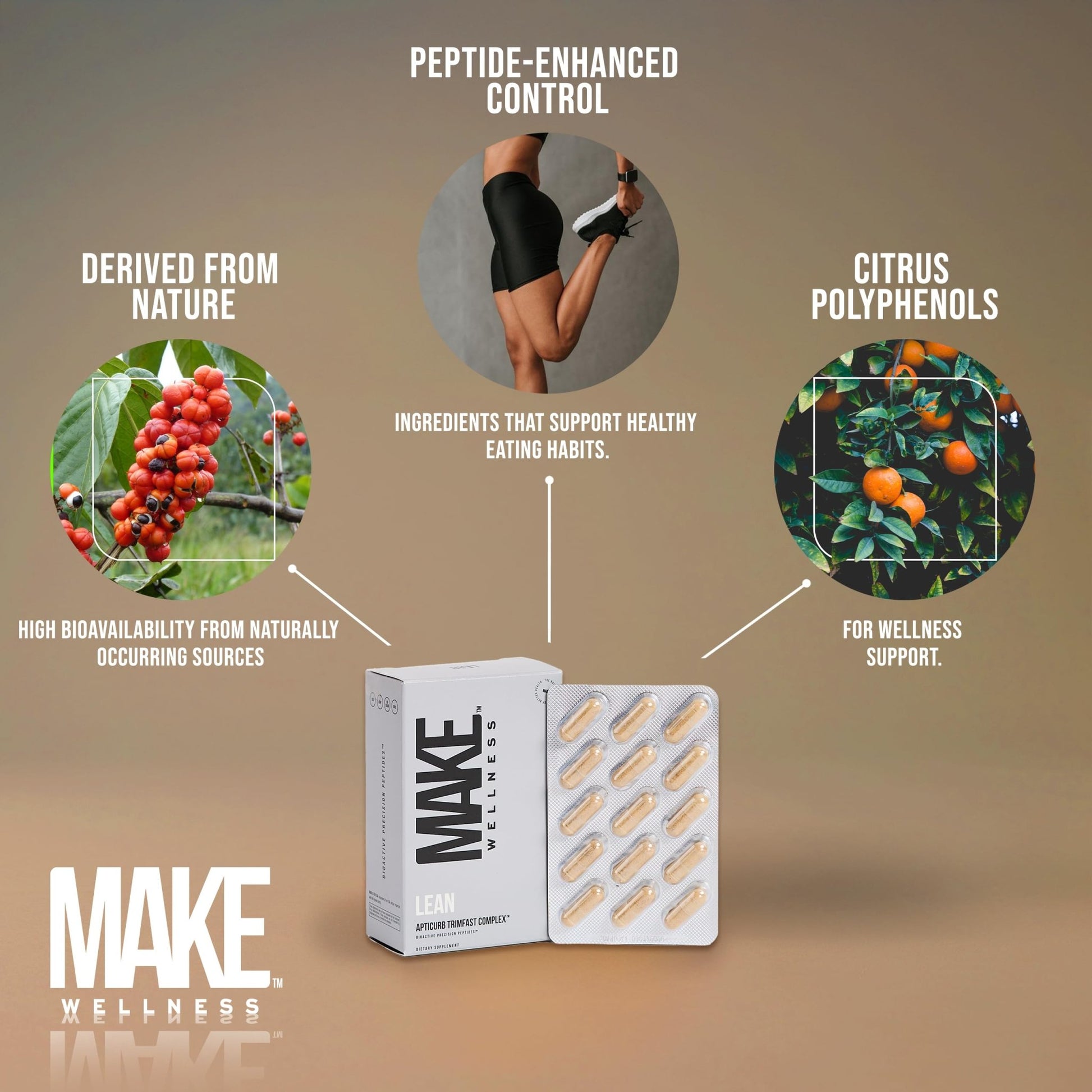 Make Wellness Lean Peptide Supplement | Supports Overall Wellness, Normal Muscle Health & Active Lifestyles | Bioactive Peptide Blend | Clean, Non-GMO Formula | 30 Servings for Daily Nutrition - dailyvitalstore