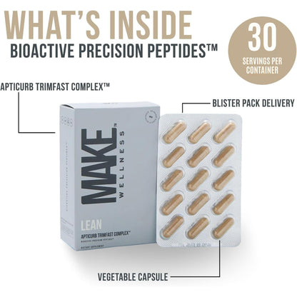 Make Wellness Lean Peptide Supplement | Supports Overall Wellness, Normal Muscle Health & Active Lifestyles | Bioactive Peptide Blend | Clean, Non-GMO Formula | 30 Servings for Daily Nutrition - dailyvitalstore