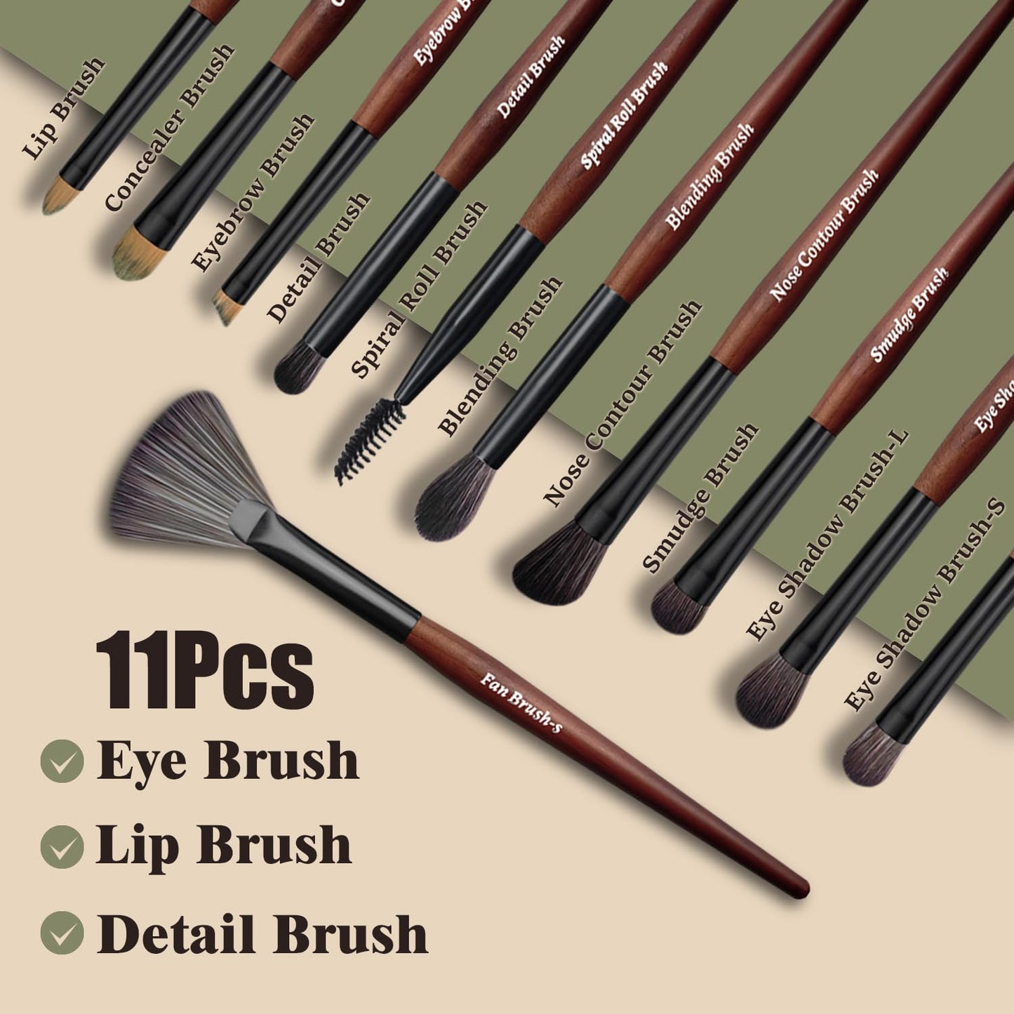 Makeup Brushes 16 Pcs Makeup Brush Set Professional, Wood Handle Travel Make Up Brushes Set with Case, Premium Cruelty-Free Synthetic Fiber Hair Makeup Brush Kit with Holder - dailyvitalstore