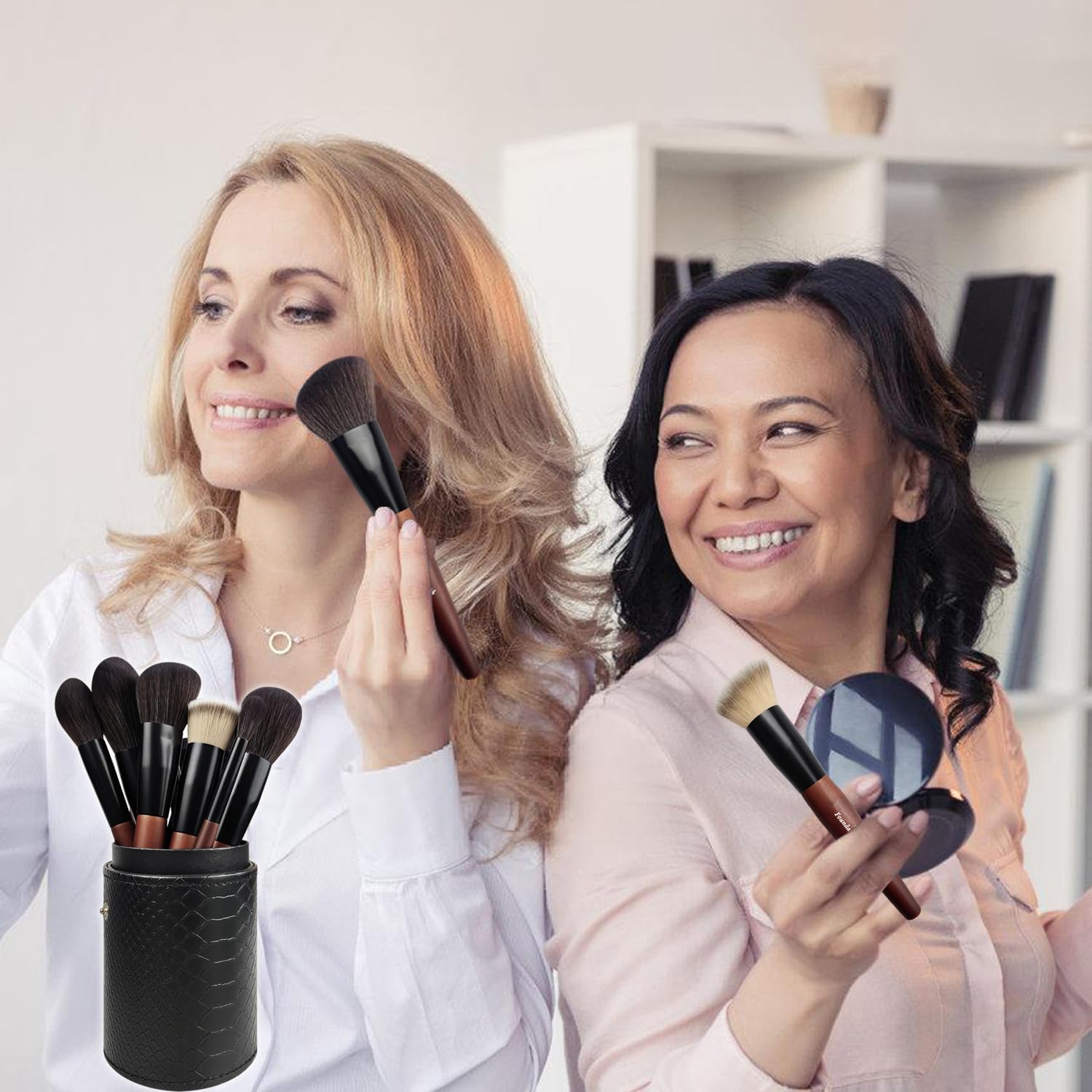 Makeup Brushes 16 Pcs Makeup Brush Set Professional, Wood Handle Travel Make Up Brushes Set with Case, Premium Cruelty-Free Synthetic Fiber Hair Makeup Brush Kit with Holder - dailyvitalstore