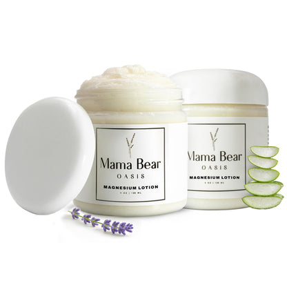 Mama Bear Oasis Lotion - Magnesium Cream - Lavender Magnesium Lotion for Foot, Hands, Legs, Toes Includes Arnica, Vitamin B6, Aloe Vera, MSM (Pack of 2) - dailyvitalstore