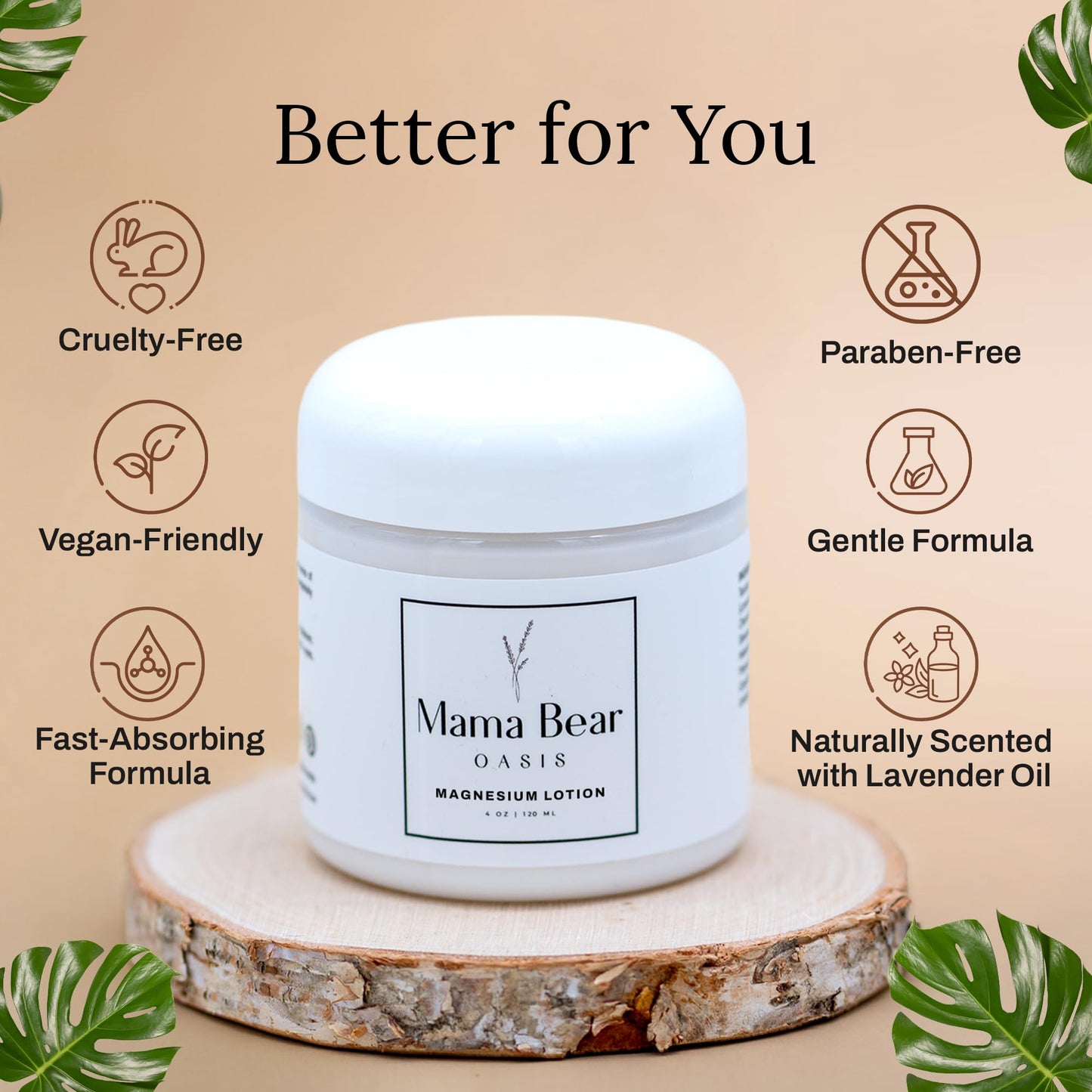 Mama Bear Oasis Lotion - Magnesium Cream - Lavender Magnesium Lotion for Foot, Hands, Legs, Toes Includes Arnica, Vitamin B6, Aloe Vera, MSM (Pack of 2) - dailyvitalstore