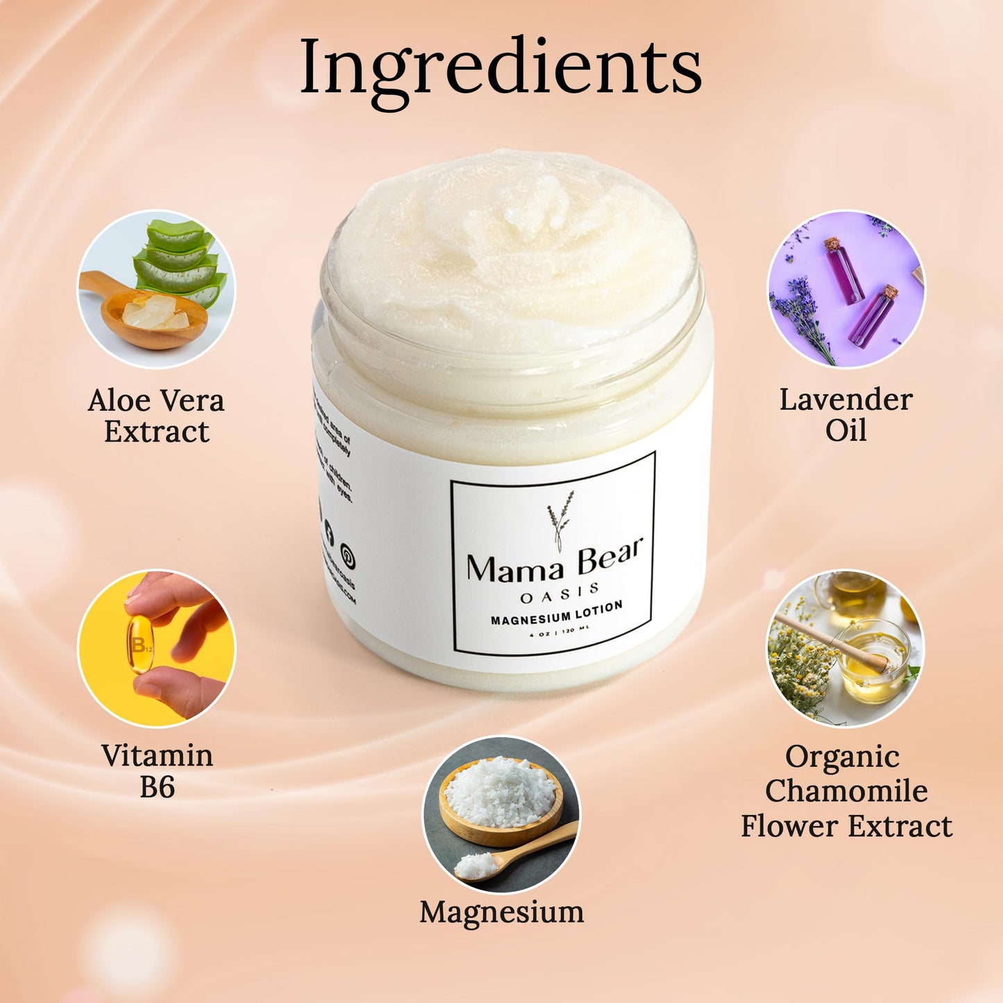 Mama Bear Oasis Lotion - Magnesium Cream - Lavender Magnesium Lotion for Foot, Hands, Legs, Toes Includes Arnica, Vitamin B6, Aloe Vera, MSM (Pack of 2) - dailyvitalstore