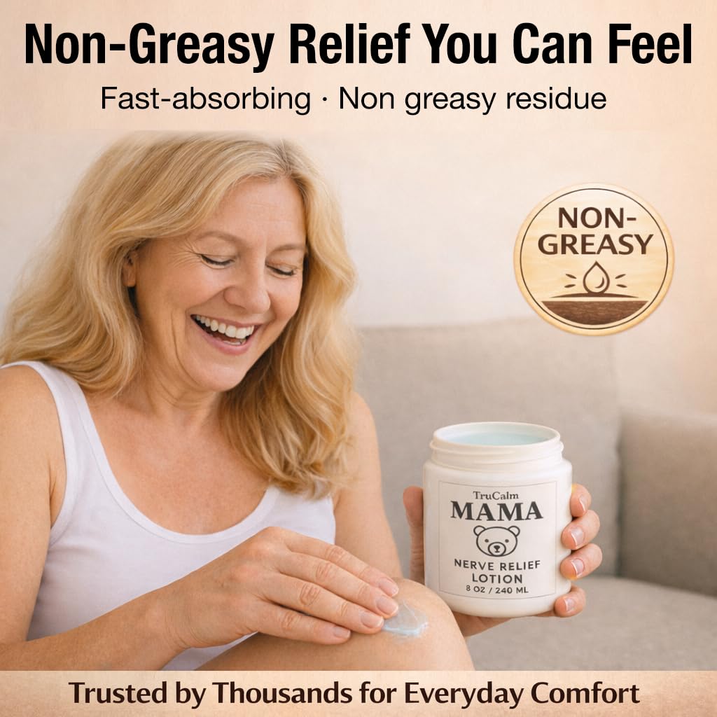 Mama Lotion – Neuropathy Nerve Relief Cream with Magnesium Chloride - Maximum Strength Comfort for Feet, Hands, Legs, Toes - Fast-Absorbing and Non-Greasy Formula for Food and Leg Comfort - 8 Oz - dailyvitalstore