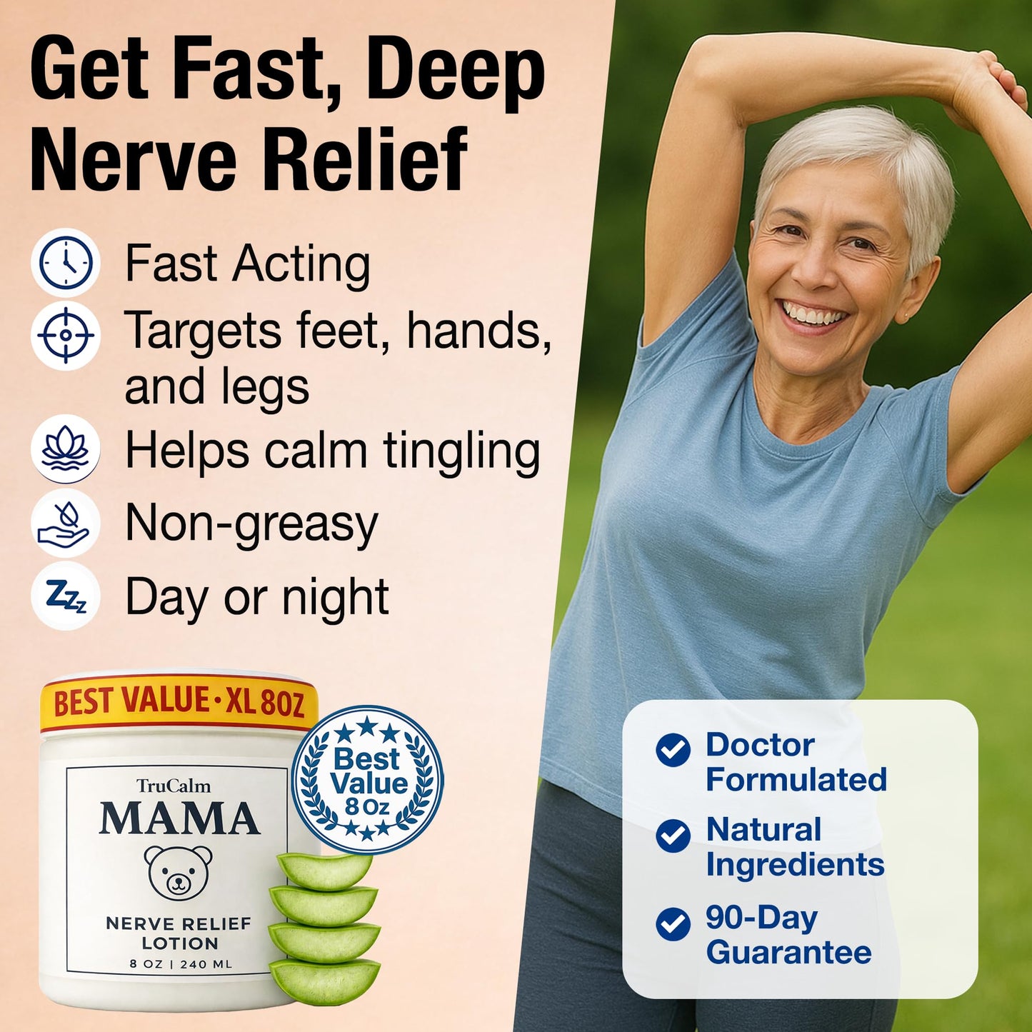 Mama Lotion – Neuropathy Nerve Relief Cream with Magnesium Chloride - Maximum Strength Comfort for Feet, Hands, Legs, Toes - Fast-Absorbing and Non-Greasy Formula for Food and Leg Comfort - 8 Oz - dailyvitalstore