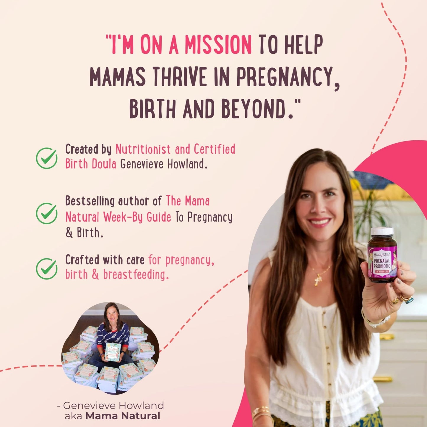 Mama Natural Prenatal Probiotics for Women – Gut & Immune Support for Pregnancy, Breastfeeding & Postpartum* | 25 Billion CFU, 12 Strain Probiotic & Prebiotic Blend to Support Mom and Baby - dailyvitalstore