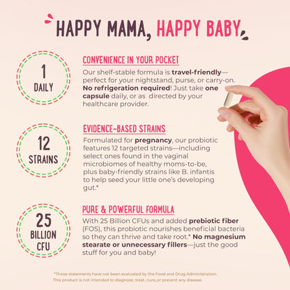 Mama Natural Prenatal Probiotics for Women – Gut & Immune Support for Pregnancy, Breastfeeding & Postpartum* | 25 Billion CFU, 12 Strain Probiotic & Prebiotic Blend to Support Mom and Baby - dailyvitalstore