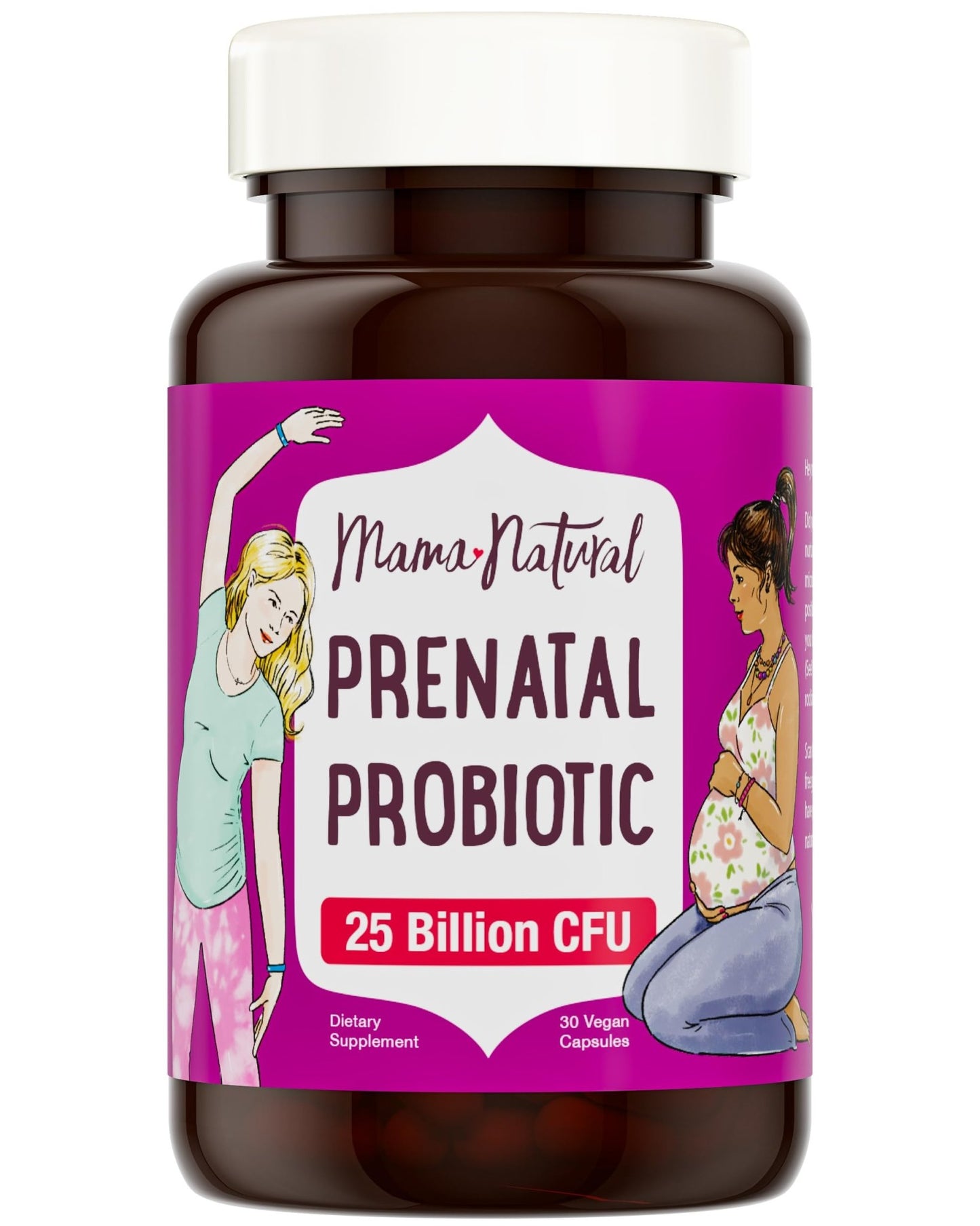 Mama Natural Prenatal Probiotics for Women – Gut & Immune Support for Pregnancy, Breastfeeding & Postpartum* | 25 Billion CFU, 12 Strain Probiotic & Prebiotic Blend to Support Mom and Baby - dailyvitalstore