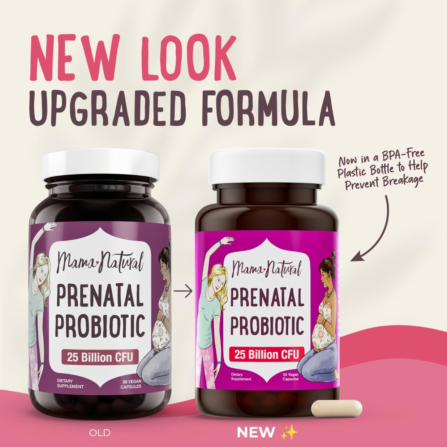 Mama Natural Prenatal Probiotics for Women – Gut & Immune Support for Pregnancy, Breastfeeding & Postpartum* | 25 Billion CFU, 12 Strain Probiotic & Prebiotic Blend to Support Mom and Baby - dailyvitalstore