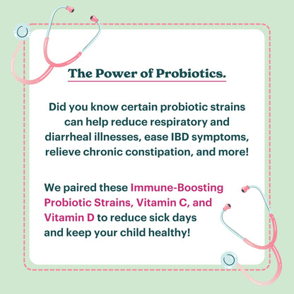 MamaDoc Rx Certified Organic Kids & Teens Probiotic Immune Defense - 5 Billion CFUs | Sugar Free, Vegan, Gluten-Free | 14 Probiotic Strains, Prebiotics, Vitamin C & D | 30 Chewable Tablets, Ages 4+ - dailyvitalstore