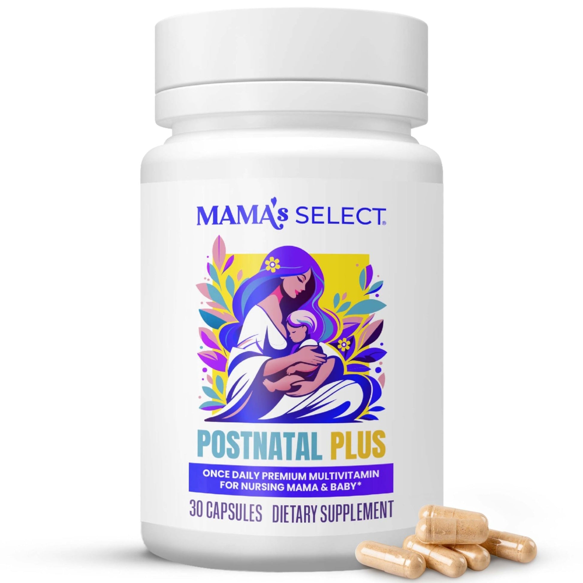 Mama's Select Postnatal Vitamins – Boosts Hair Recovery, Milk Supply, & Wellness – Allergen-Free, Vegan, MTHFR Friendly, Methylated Folate & B Vitamins, - dailyvitalstore
