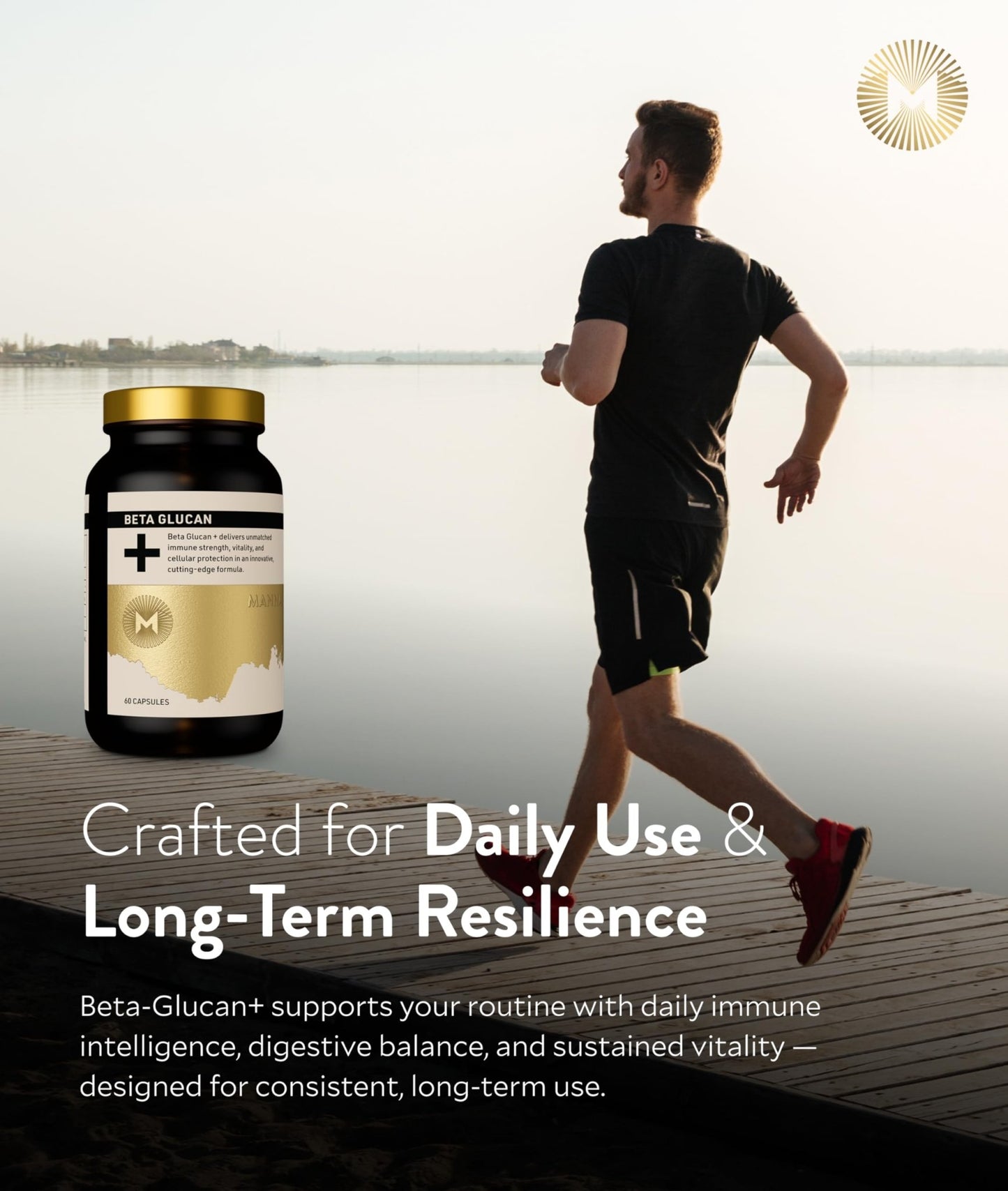 Manna Beta Glucan+ Capsules | 1000mg Beta Glucan Complex | Reishi Mushroom & Oats | Supplement for Immune Support, Heart Health, Cellular Renewal & Antioxidant Protection | 60 Count - dailyvitalstore