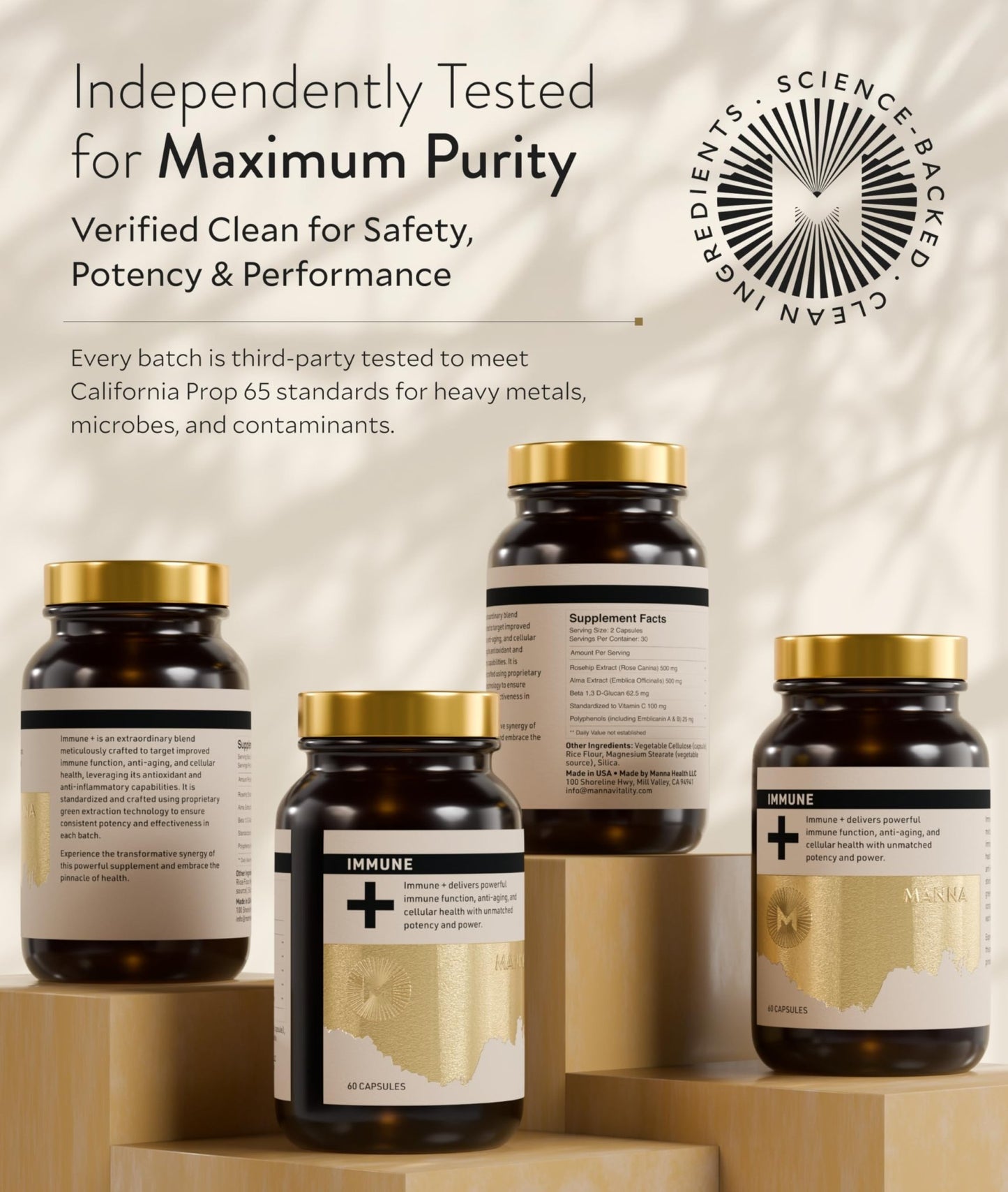 Manna Immune+ Capsules | 500mg Amla Extract & 500mg Rosehip Extract | Vitamin C Supplement for Immune Boost, Antioxidants, Heart Health, Digestion & Immune System Support | For Daily Use | 60 Count - dailyvitalstore