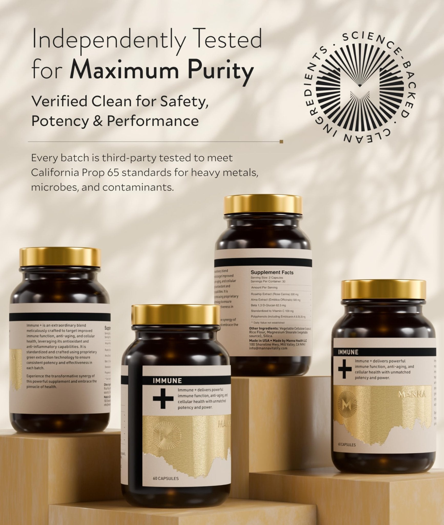 Manna Immune+ Capsules | 500mg Amla Extract & 500mg Rosehip Extract | Vitamin C Supplement for Immune Boost, Antioxidants, Heart Health, Digestion & Immune System Support | For Daily Use | 60 Count - dailyvitalstore