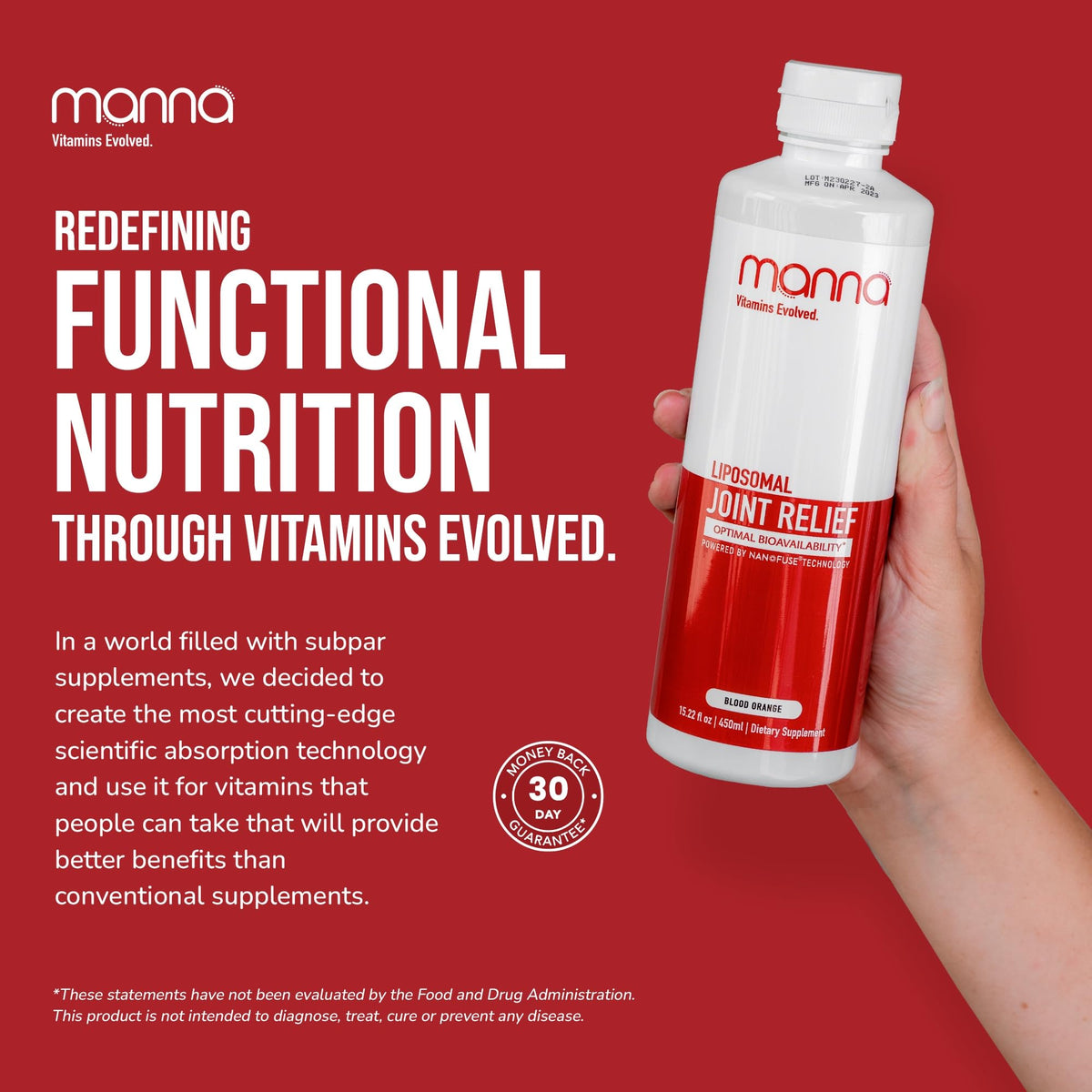 Manna Vitamins Evolved Liposomal Joint Relief Supplement for Women, Men Includes Curcumin, Glucosamine, Chondroitin, Quercetin for Joint Health, Swelling, Aches, Increase Range of Motion, Mobility - dailyvitalstore