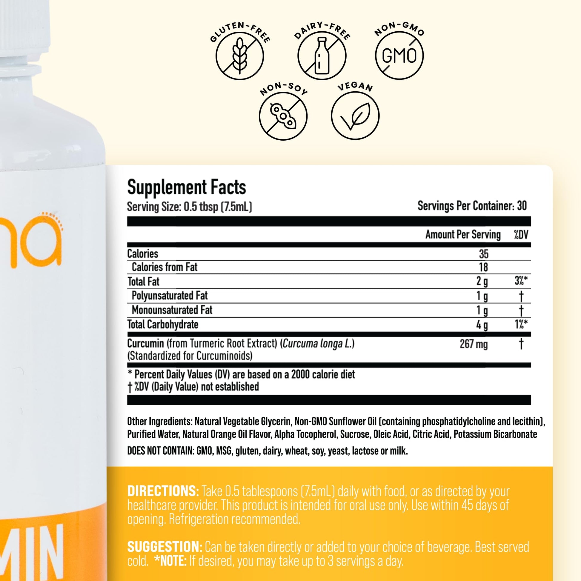 Manna Vitamins Evolved Liposomal Liquid Curcumin for Advanced Absorption Best Turmeric Supplement for Daily Joint & Immune Health Support - Vegan, Non-GMO, 95% Curcuminoids (1 Pack) - dailyvitalstore