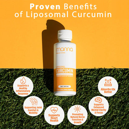Manna Vitamins Evolved Liposomal Liquid Curcumin for Advanced Absorption Best Turmeric Supplement for Daily Joint & Immune Health Support - Vegan, Non-GMO, 95% Curcuminoids (1 Pack) - dailyvitalstore