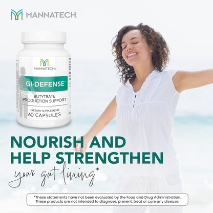 Mannatech Butyrate Supplement - Supports Gut Barrier Function, Intestinal Health, and Digestive Comfort - Promotes Short Chain Fatty Acid Production, Immune Support Supplement GI-Defense 60 Capsules - dailyvitalstore
