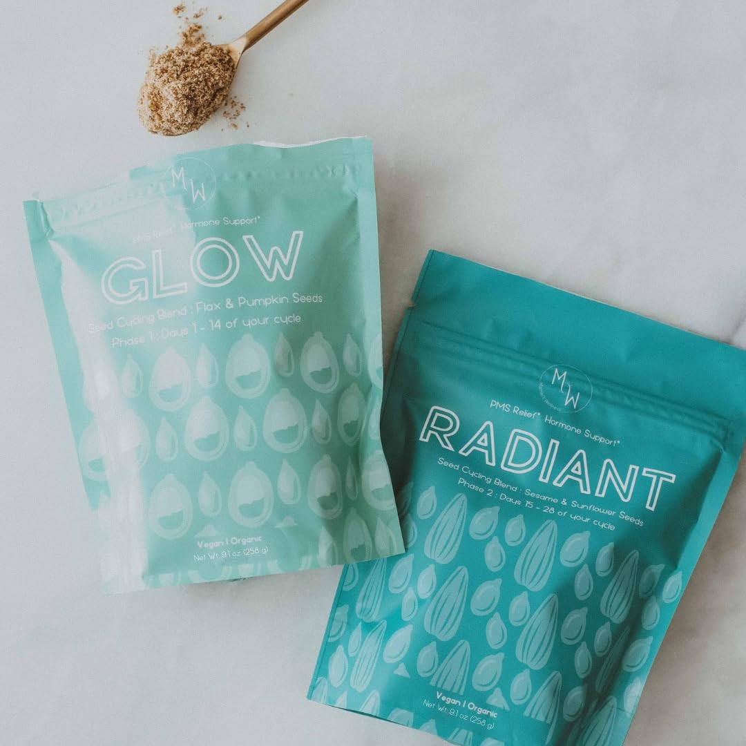 Manski's Wellness Glow & Radiant Seed Cycle Kit | PMS Support | Organic Seed Cycling | Natural Hormone Balance | Ease Cramps | Mitigate Cycle Symptoms | Vegan Supplement - dailyvitalstore