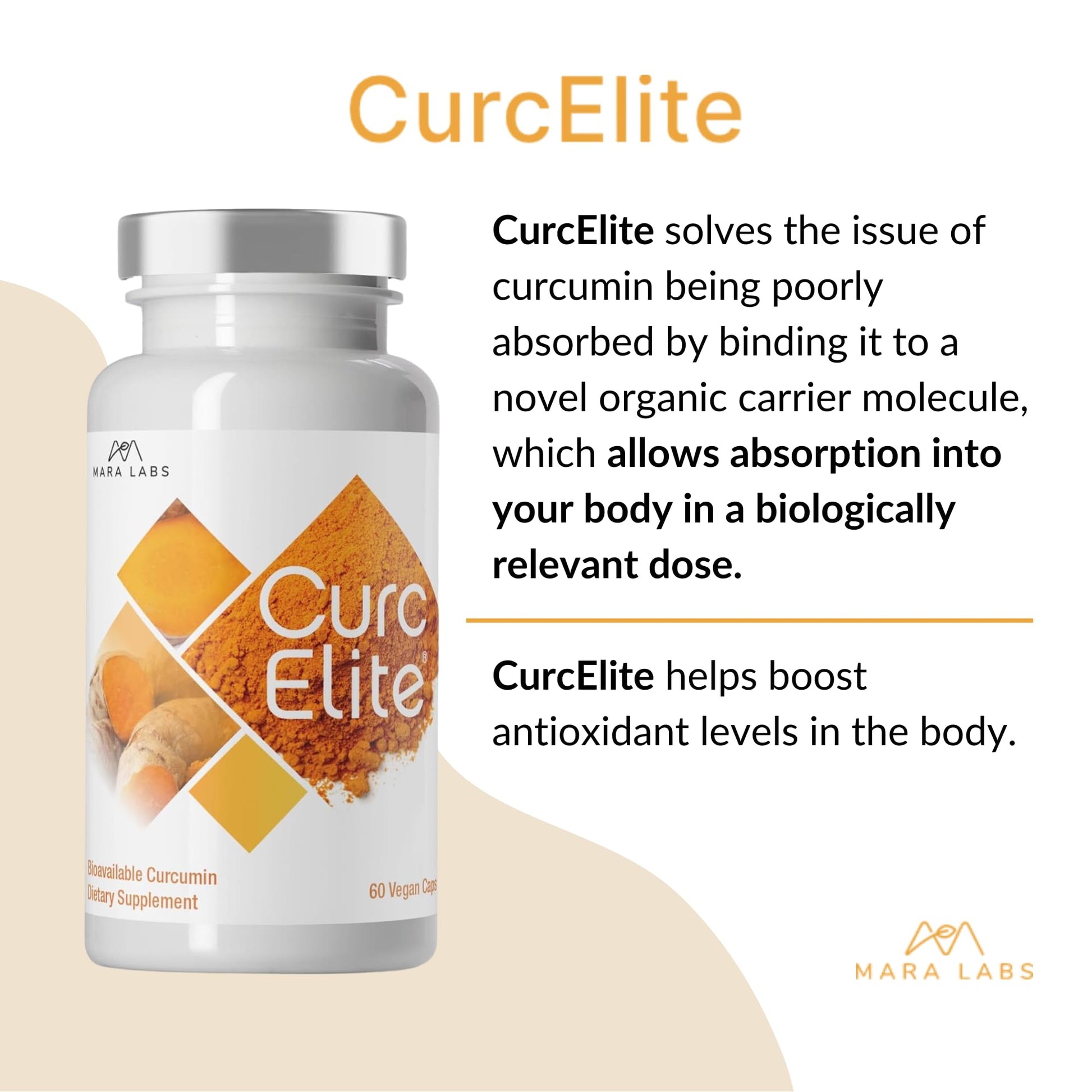 Mara Labs CurcElite Curcumin | Turmeric Extract 95% Curcuminoids | Vegan, No Fillers, and Non-GMO | 60 Vegan Capsules - dailyvitalstore
