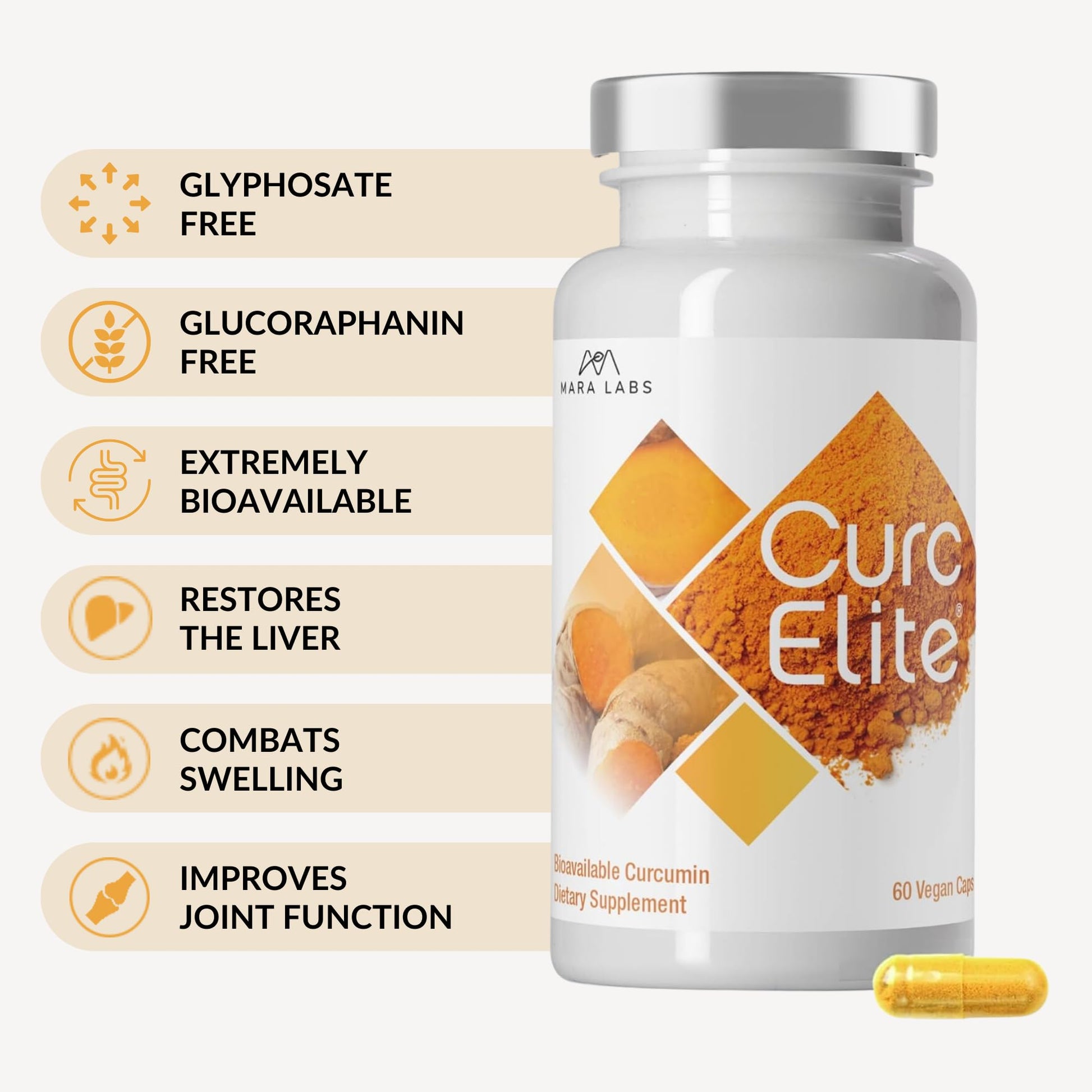 Mara Labs CurcElite Curcumin | Turmeric Extract 95% Curcuminoids | Vegan, No Fillers, and Non-GMO | 60 Vegan Capsules - dailyvitalstore