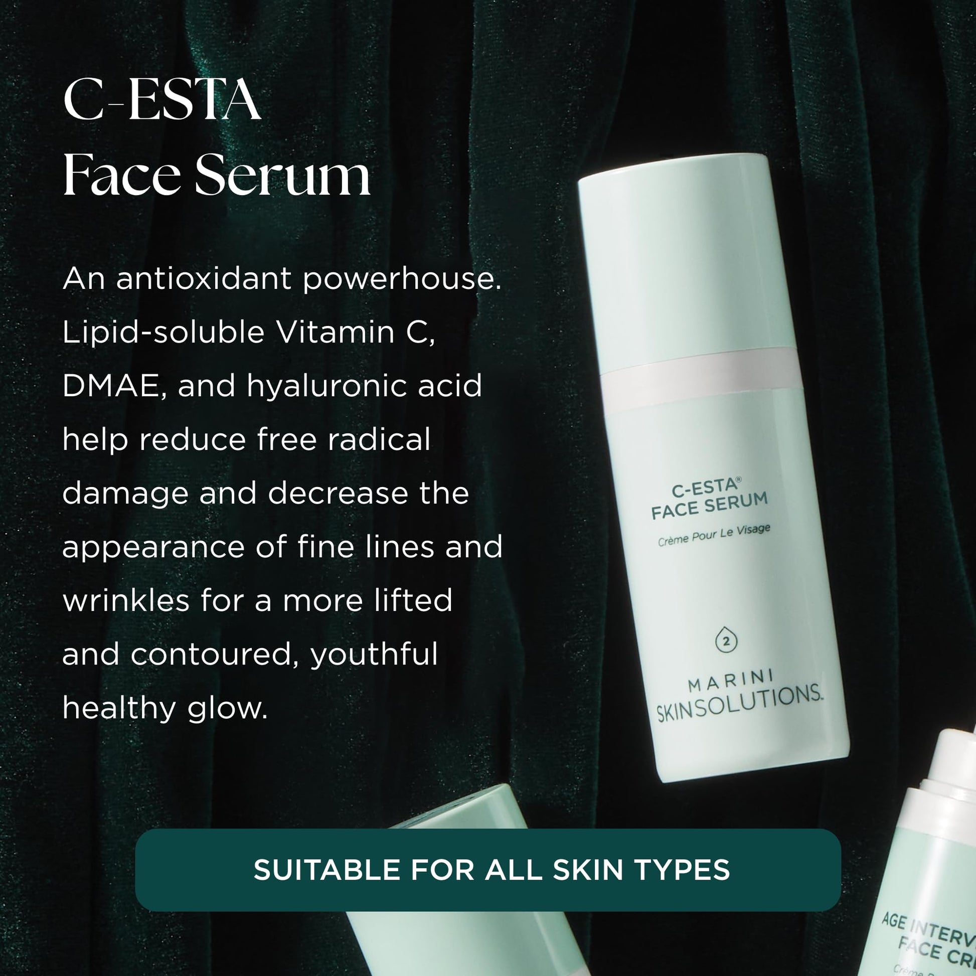 Marini SkinSolutions C-ESTA Face Serum - Lifts, Firms & Protects with Vitamin C, DMAE & Hyaluronic Acid - All Skin Types - Made in the USA - 1 fl oz - dailyvitalstore
