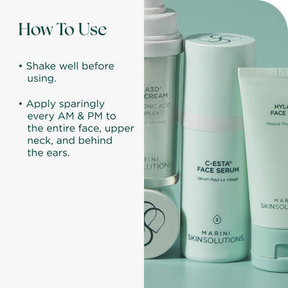 Marini SkinSolutions C-ESTA Face Serum - Lifts, Firms & Protects with Vitamin C, DMAE & Hyaluronic Acid - All Skin Types - Made in the USA - 1 fl oz - dailyvitalstore
