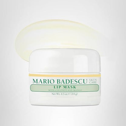 Mario Badescu Lip Mask with Coconut and Mango for All Skin Types, Overnight Lip Treatment Enriched With Skin Softening Coconut Oil, Sunflower Seed Oil and Hydrating Shea Butter, 0.5 Ounces - dailyvitalstore