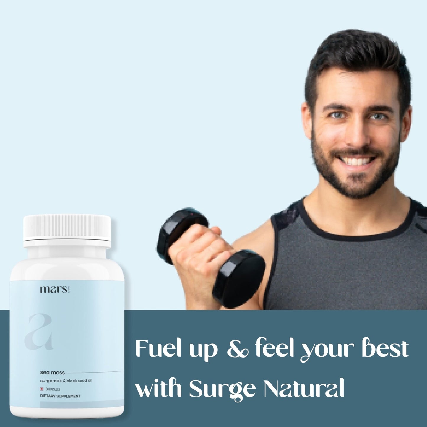 mars by GHC Mars Surge Natural Sea Moss Caps (60N) | Packed with 84 Minerals | Powered with Black Seed Oil | | Overall Well Being - Pack of 1 - dailyvitalstore