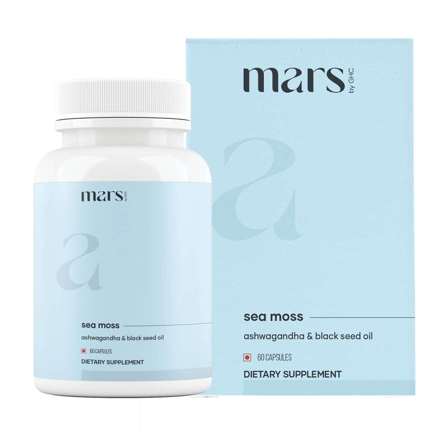 mars by GHC Mars Surge Natural Sea Moss Caps (60N) | Packed with 84 Minerals | Powered with Black Seed Oil | | Overall Well Being - Pack of 1 - dailyvitalstore