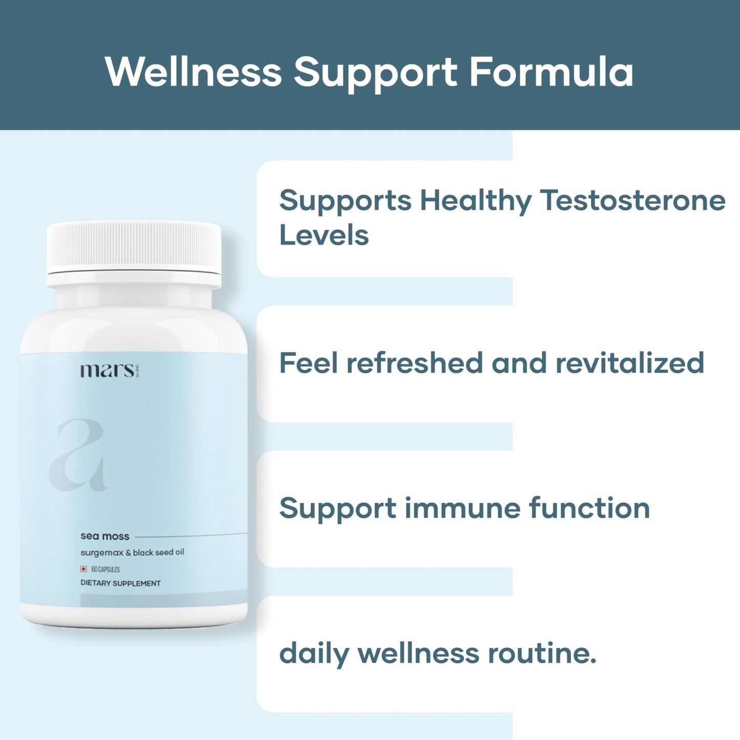 mars by GHC Mars Surge Natural Sea Moss Caps (60N) | Packed with 84 Minerals | Powered with Black Seed Oil | | Overall Well Being - Pack of 1 - dailyvitalstore
