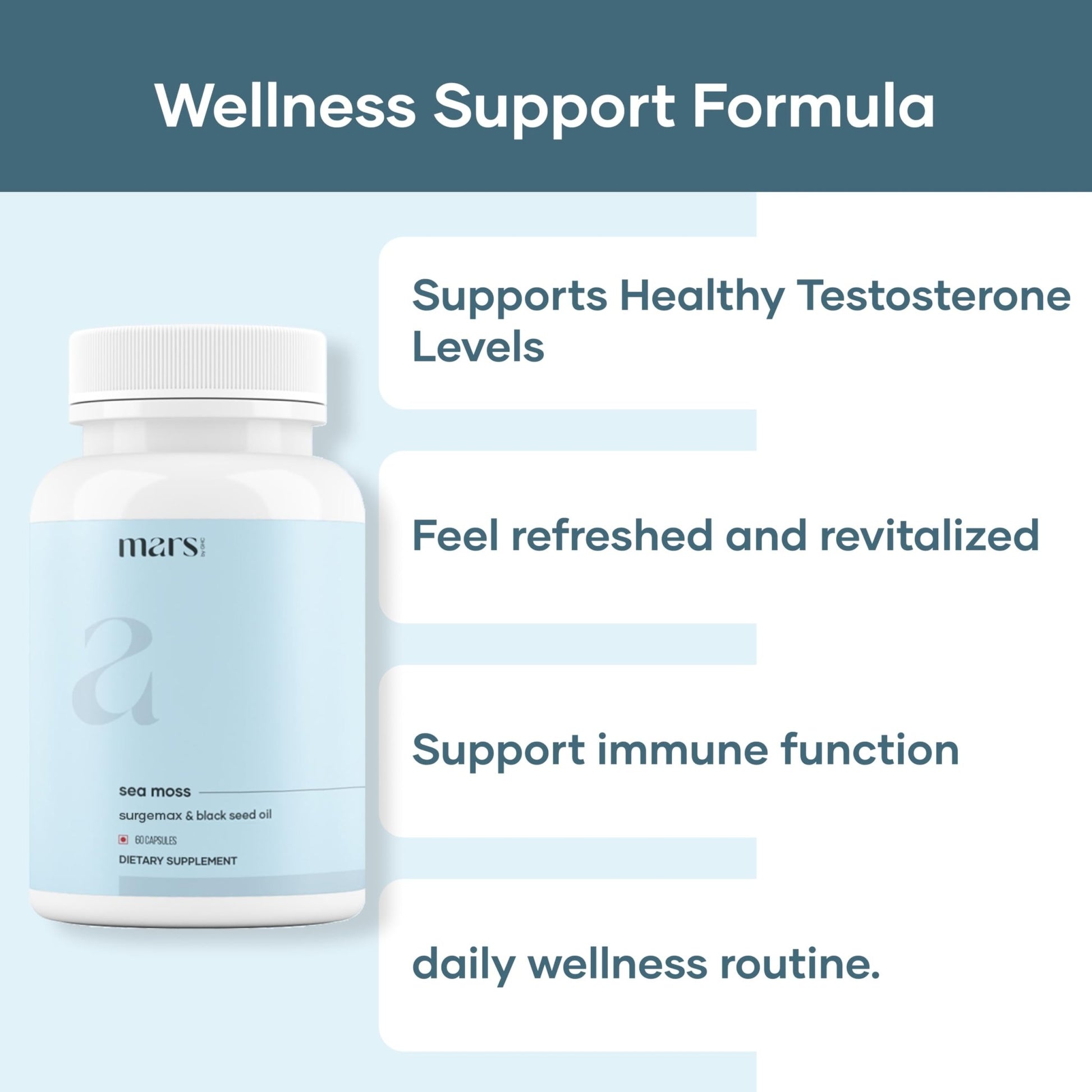 mars by GHC Mars Surge Natural Sea Moss Caps (60N) | Packed with 84 Minerals | Powered with Black Seed Oil | | Overall Well Being - Pack of 1 - dailyvitalstore