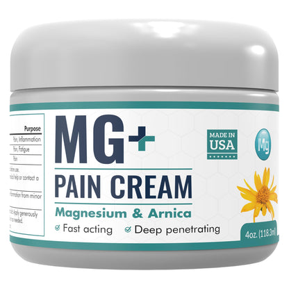 Mars Wellness MG+ Magnesium Cream Pain Relief - Extra Strength Magnesium and Arnica Cream - 4 OZ Tub - Neuropathy, Muscle Pain, and Leg Cramps Relief - 1 Pack - dailyvitalstore