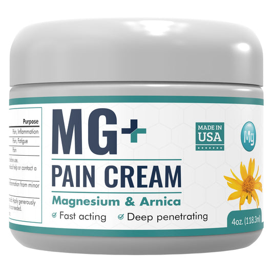 Mars Wellness MG+ Magnesium Cream Pain Relief - Extra Strength Magnesium and Arnica Cream - 4 OZ Tub - Neuropathy, Muscle Pain, and Leg Cramps Relief - 1 Pack - dailyvitalstore