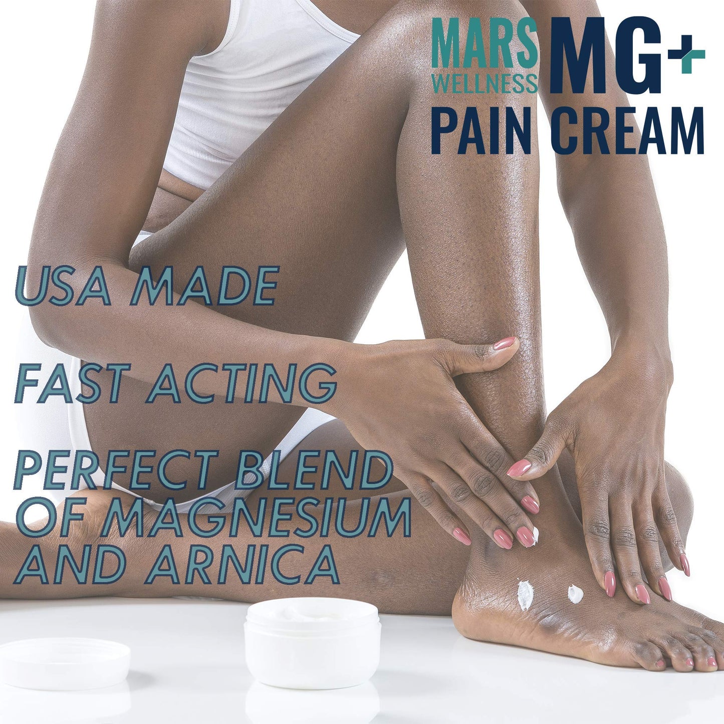 Mars Wellness MG+ Magnesium Cream Pain Relief - Extra Strength Magnesium and Arnica Cream - 4 OZ Tub - Neuropathy, Muscle Pain, and Leg Cramps Relief - 1 Pack - dailyvitalstore