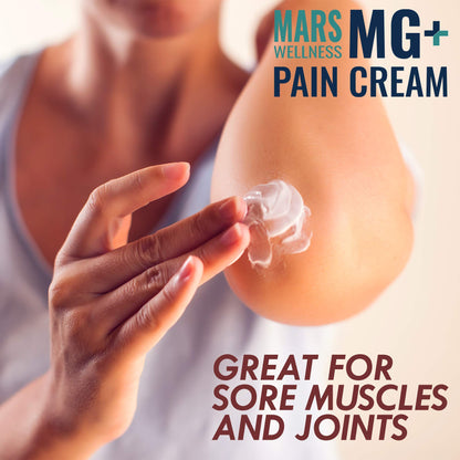 Mars Wellness MG+ Magnesium Cream Pain Relief - Extra Strength Magnesium and Arnica Cream - 4 OZ Tub - Neuropathy, Muscle Pain, and Leg Cramps Relief - 1 Pack - dailyvitalstore