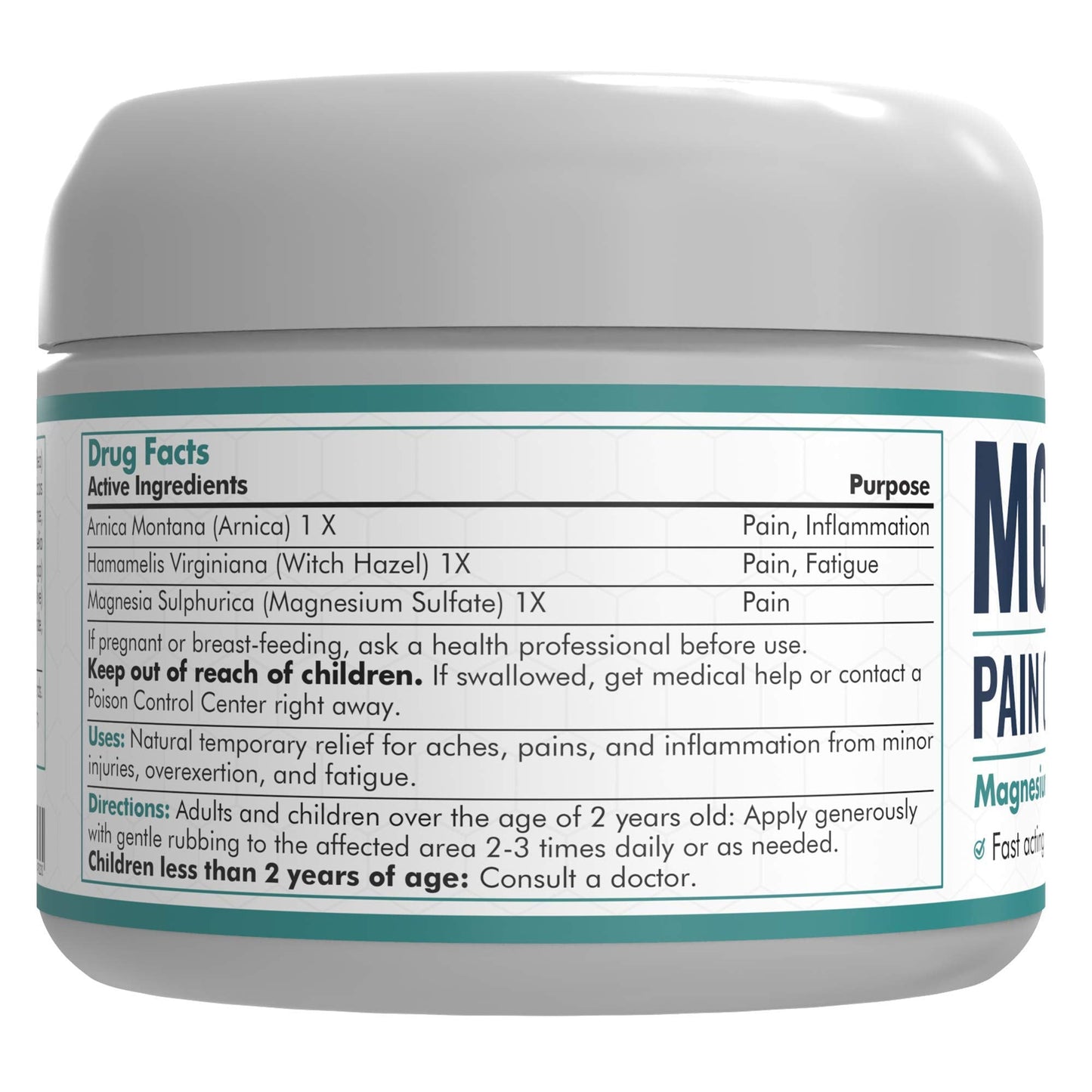 Mars Wellness MG+ Magnesium Cream Pain Relief - Extra Strength Magnesium and Arnica Cream - 4 OZ Tub - Neuropathy, Muscle Pain, and Leg Cramps Relief - 1 Pack - dailyvitalstore