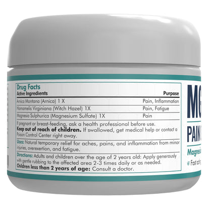 Mars Wellness MG+ Magnesium Cream Pain Relief - Extra Strength Magnesium and Arnica Cream - 4 OZ Tub - Neuropathy, Muscle Pain, and Leg Cramps Relief - 1 Pack - dailyvitalstore