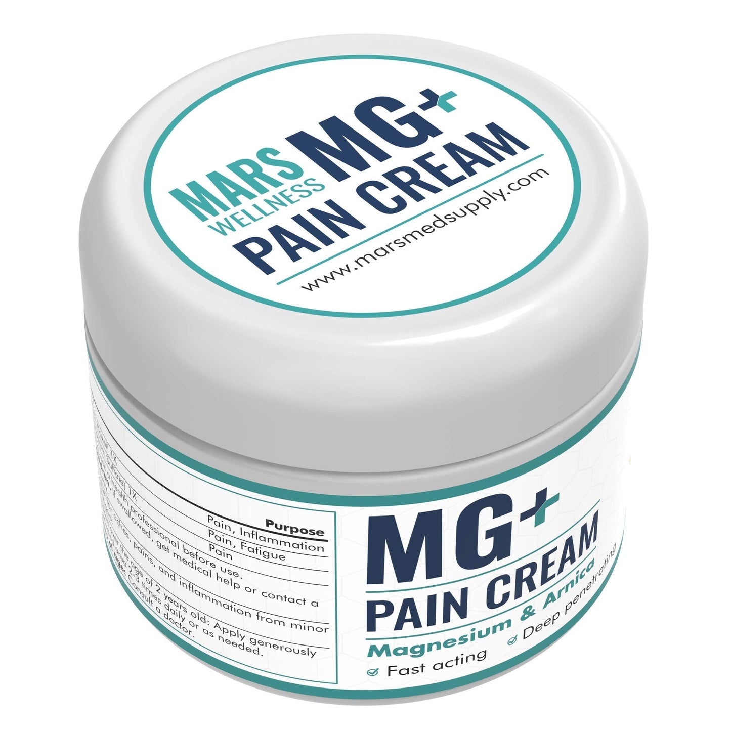 Mars Wellness MG+ Magnesium Cream Pain Relief - Extra Strength Magnesium and Arnica Cream - 4 OZ Tub - Neuropathy, Muscle Pain, and Leg Cramps Relief - 1 Pack - dailyvitalstore