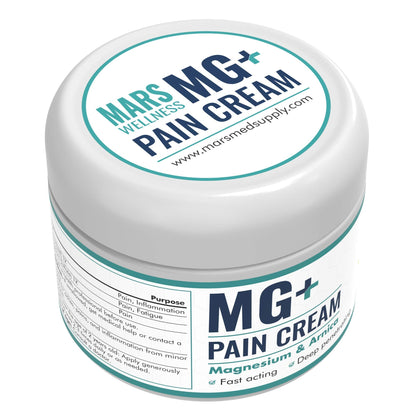 Mars Wellness MG+ Magnesium Cream Pain Relief - Extra Strength Magnesium and Arnica Cream - 4 OZ Tub - Neuropathy, Muscle Pain, and Leg Cramps Relief - 1 Pack - dailyvitalstore