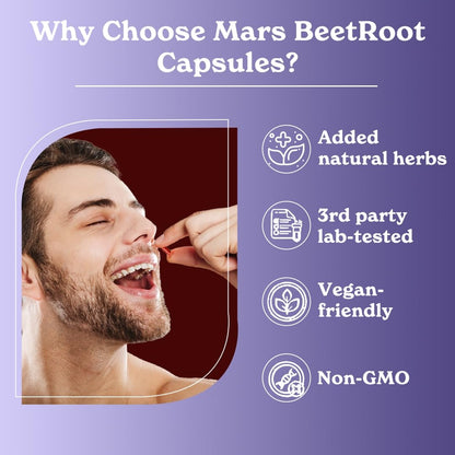MarsbyGHC Natural Beetroot Capsules | with Garlic, Blueberry, Pomegranate & L-Arginine | Plant-Based Supplement | Pack of 1 - dailyvitalstore
