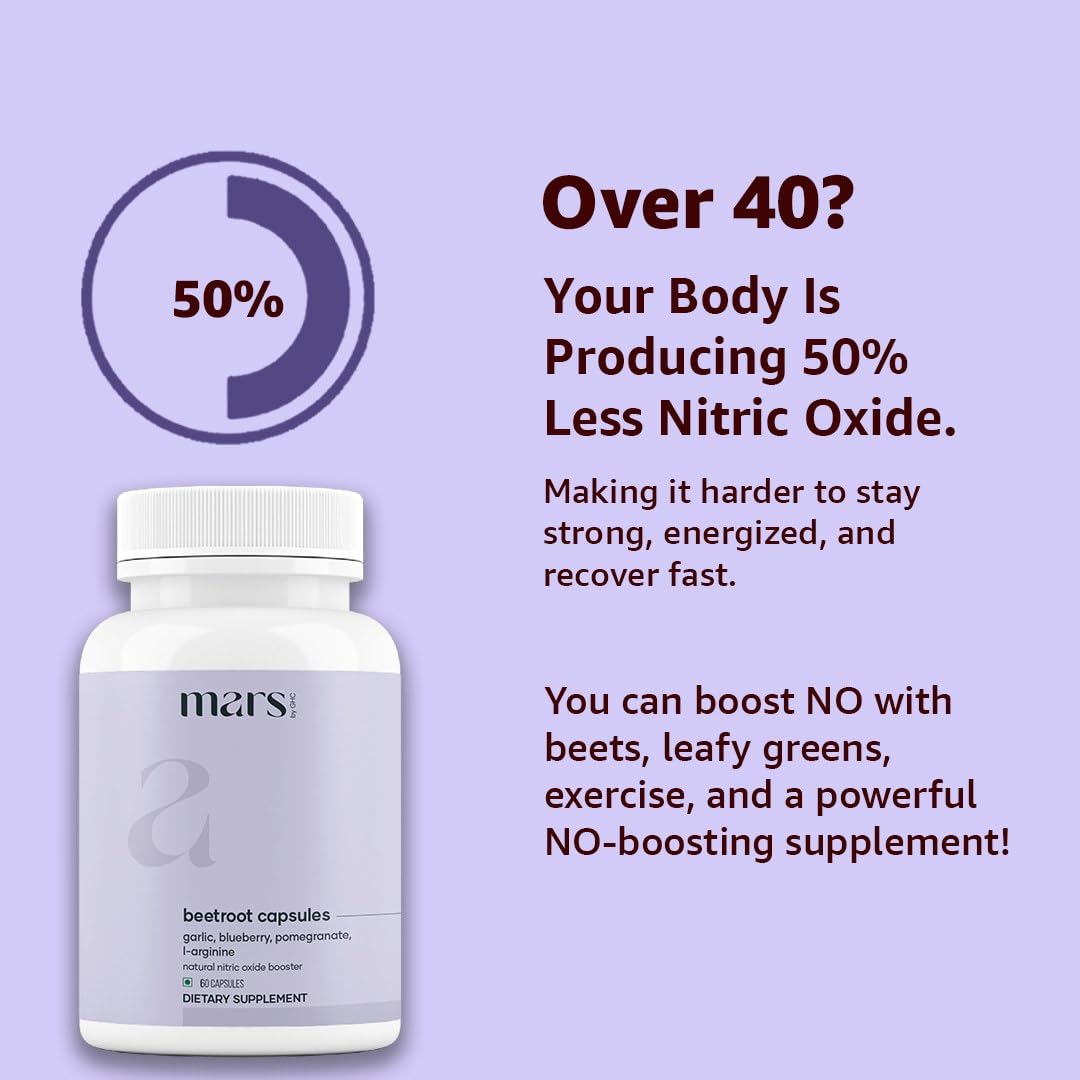 MarsbyGHC Natural Beetroot Capsules | with Garlic, Blueberry, Pomegranate & L-Arginine | Plant-Based Supplement | Pack of 1 - dailyvitalstore