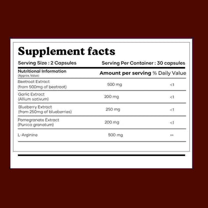 MarsbyGHC Natural Beetroot Capsules | with Garlic, Blueberry, Pomegranate & L-Arginine | Plant-Based Supplement | Pack of 1 - dailyvitalstore