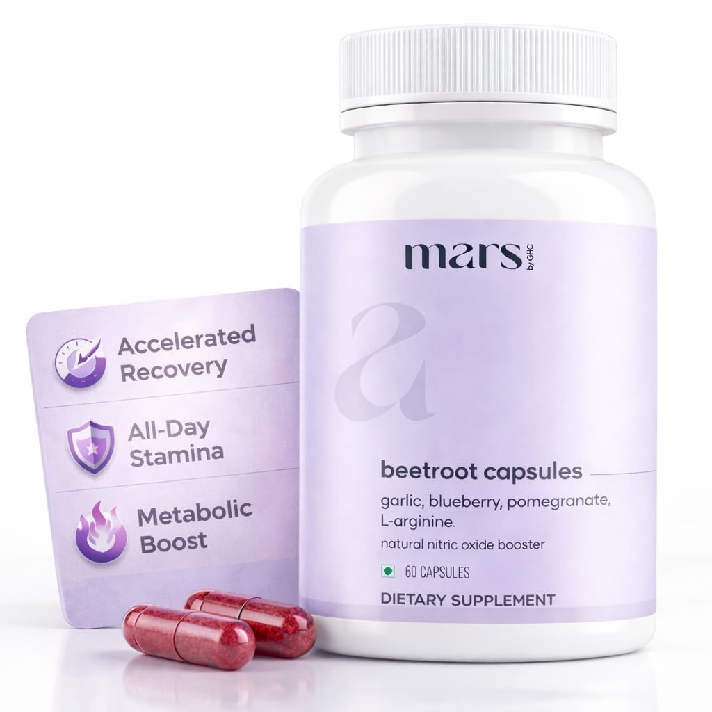 MarsbyGHC Natural Beetroot Capsules | with Garlic, Blueberry, Pomegranate & L-Arginine | Plant-Based Supplement | Pack of 1 - dailyvitalstore