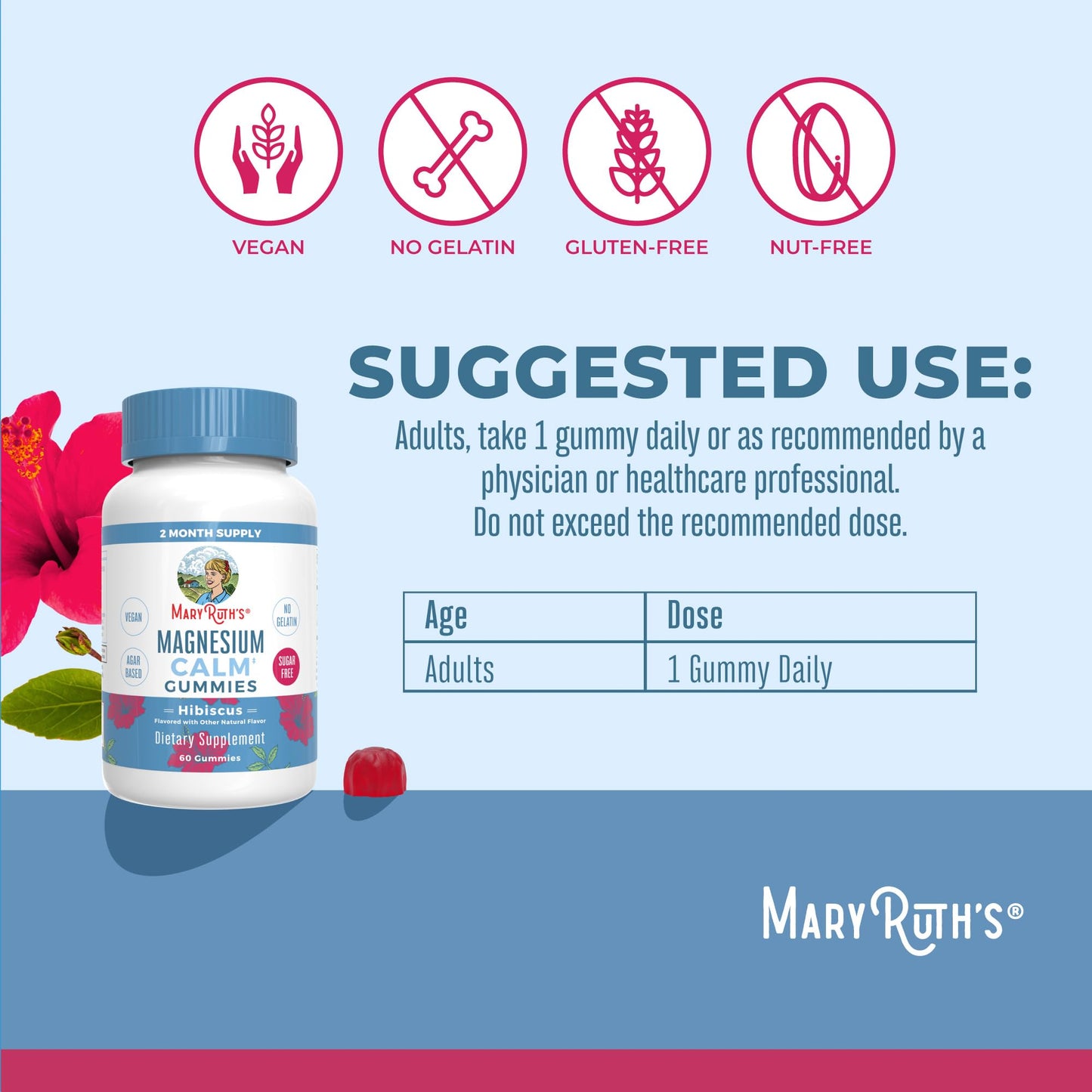 MaryRuth Organics Calm Magnesium Citrate Gummies | 2 Month Supply | Sugar Free | Magnesium Supplement for Adults - dailyvitalstore